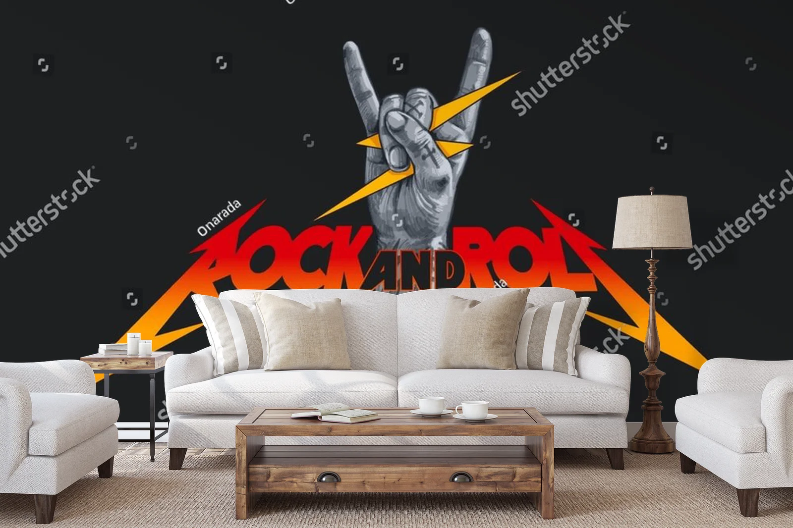 Rockowy styl w czerni z palcem w górze