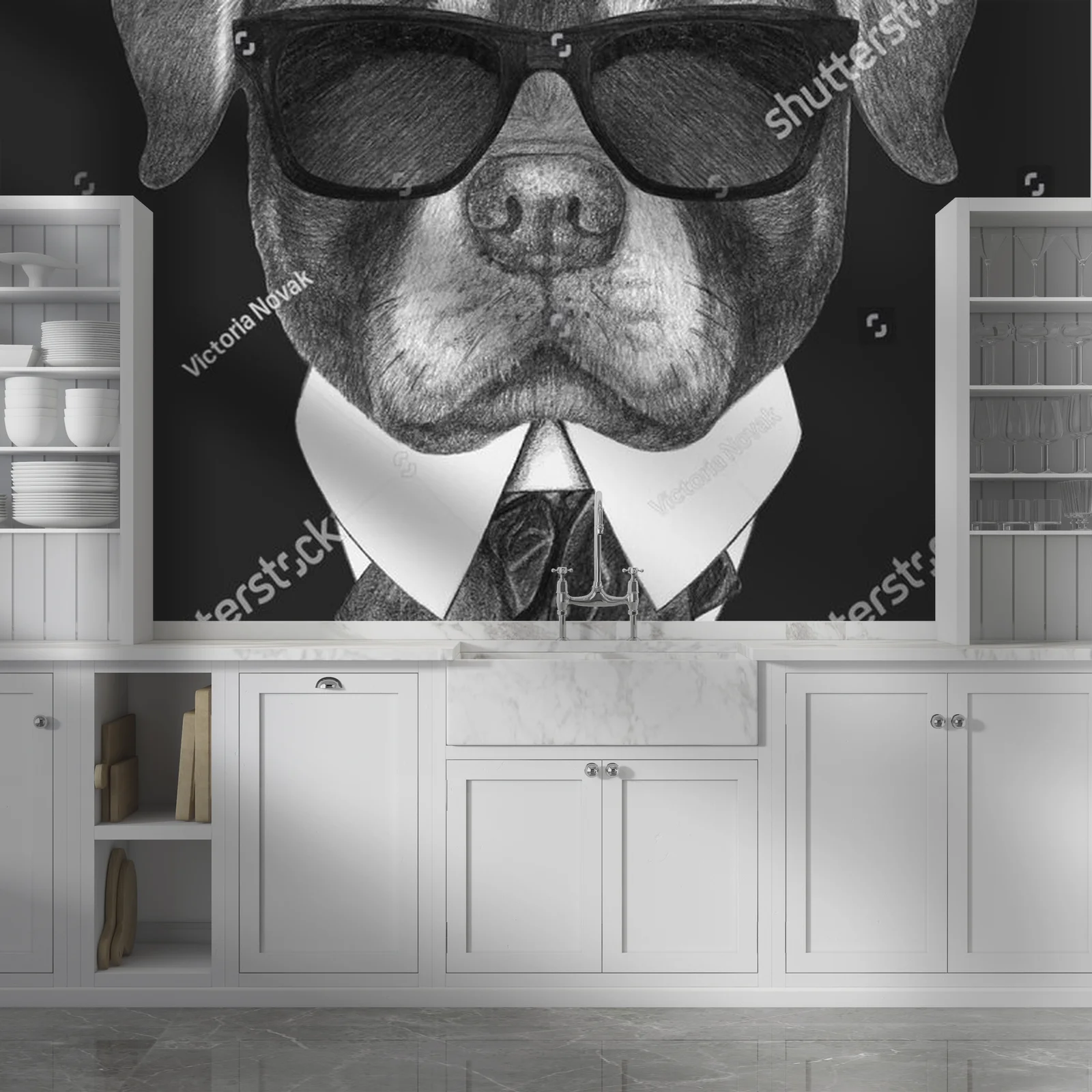 Elegancki Rottweiler w retro stylu