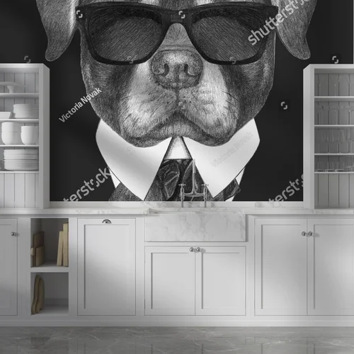 Elegancki Rottweiler w retro stylu