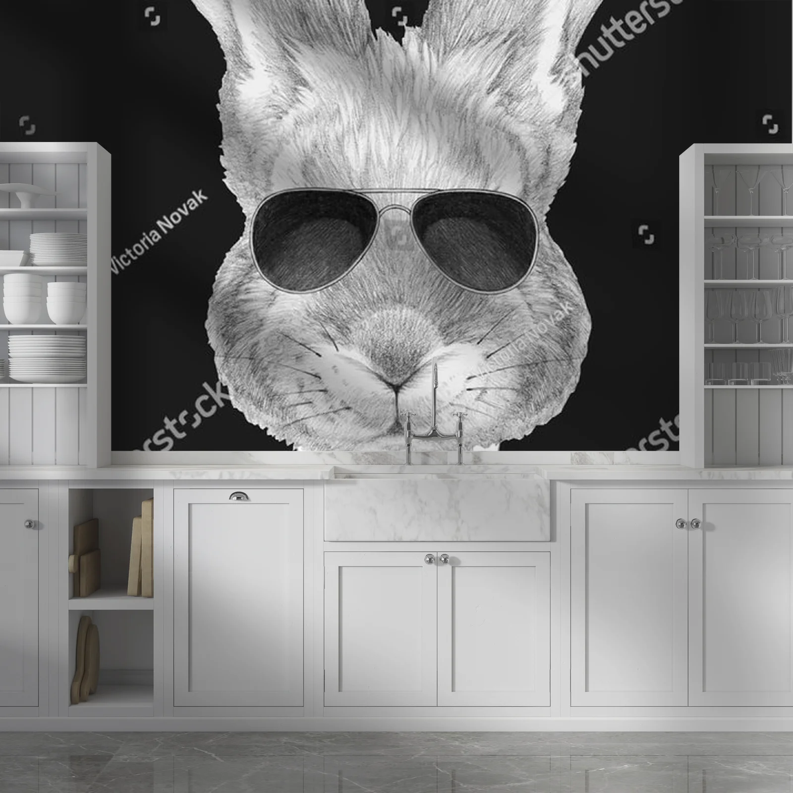 Elegancka ilustracja królika w garniturze