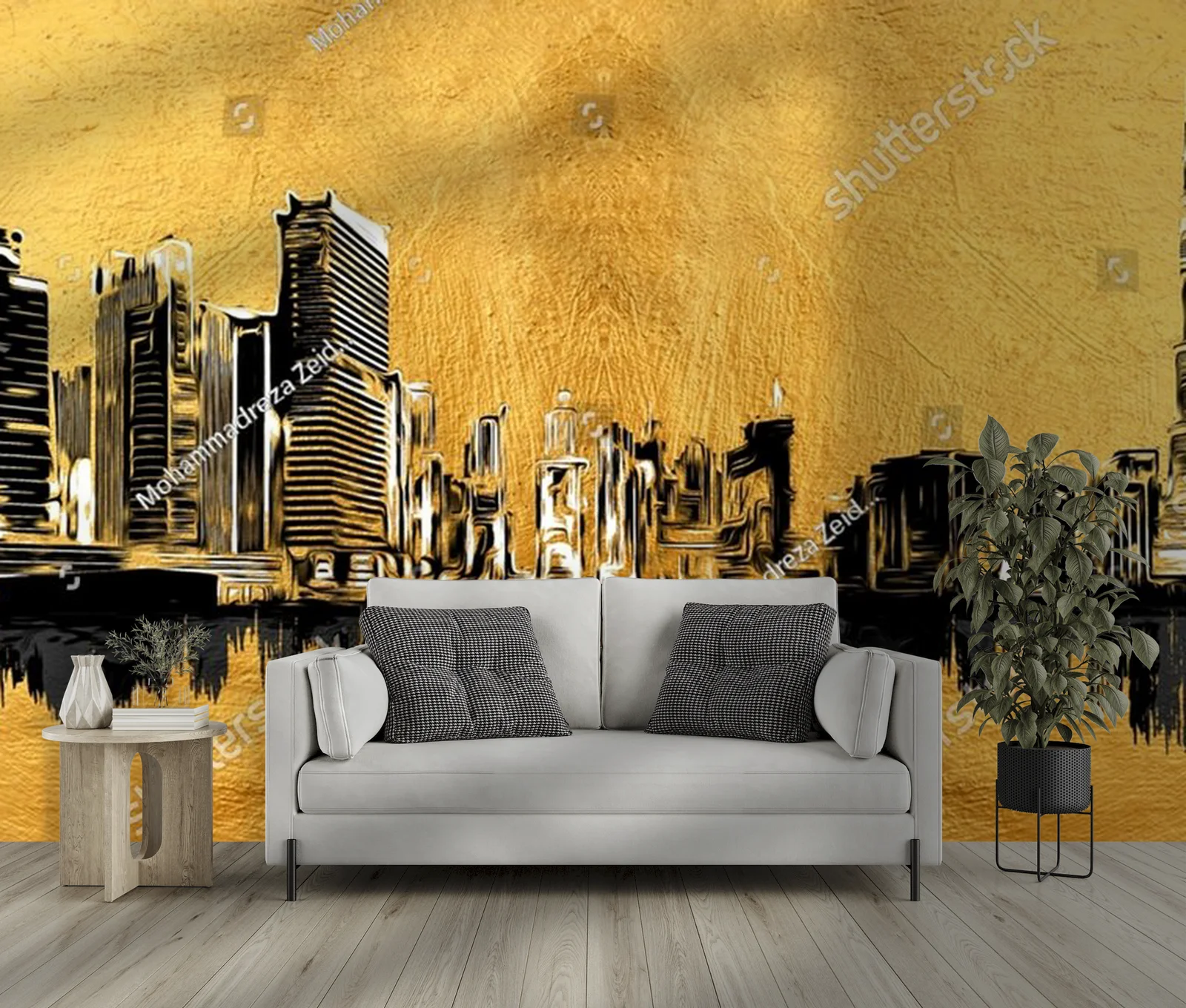 Nowoczesna panorama Dubaju w złotych odcieniach