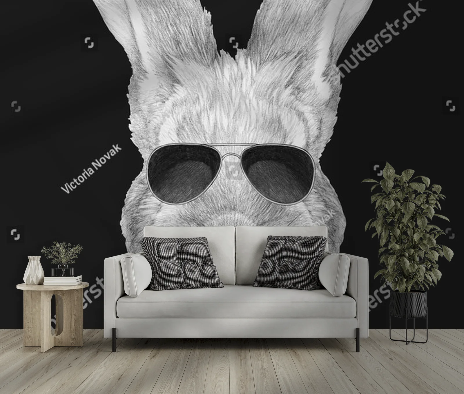 Elegancka ilustracja królika w garniturze