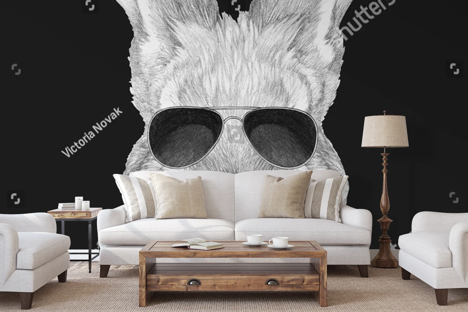 Elegancka ilustracja królika w garniturze