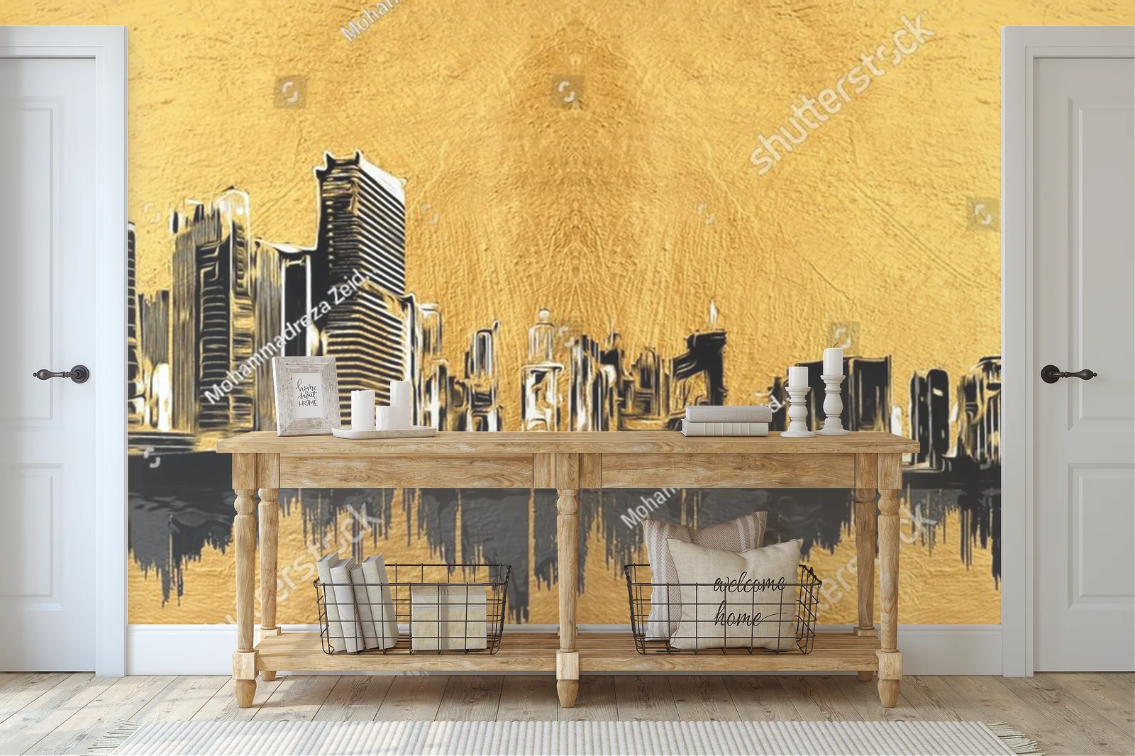 Nowoczesna panorama Dubaju w złotych odcieniach