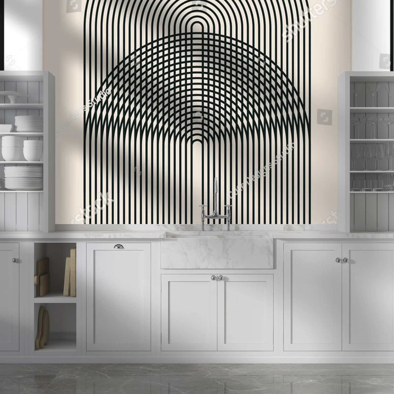 Minimalistyczny plakat w geometrycznych kształtach