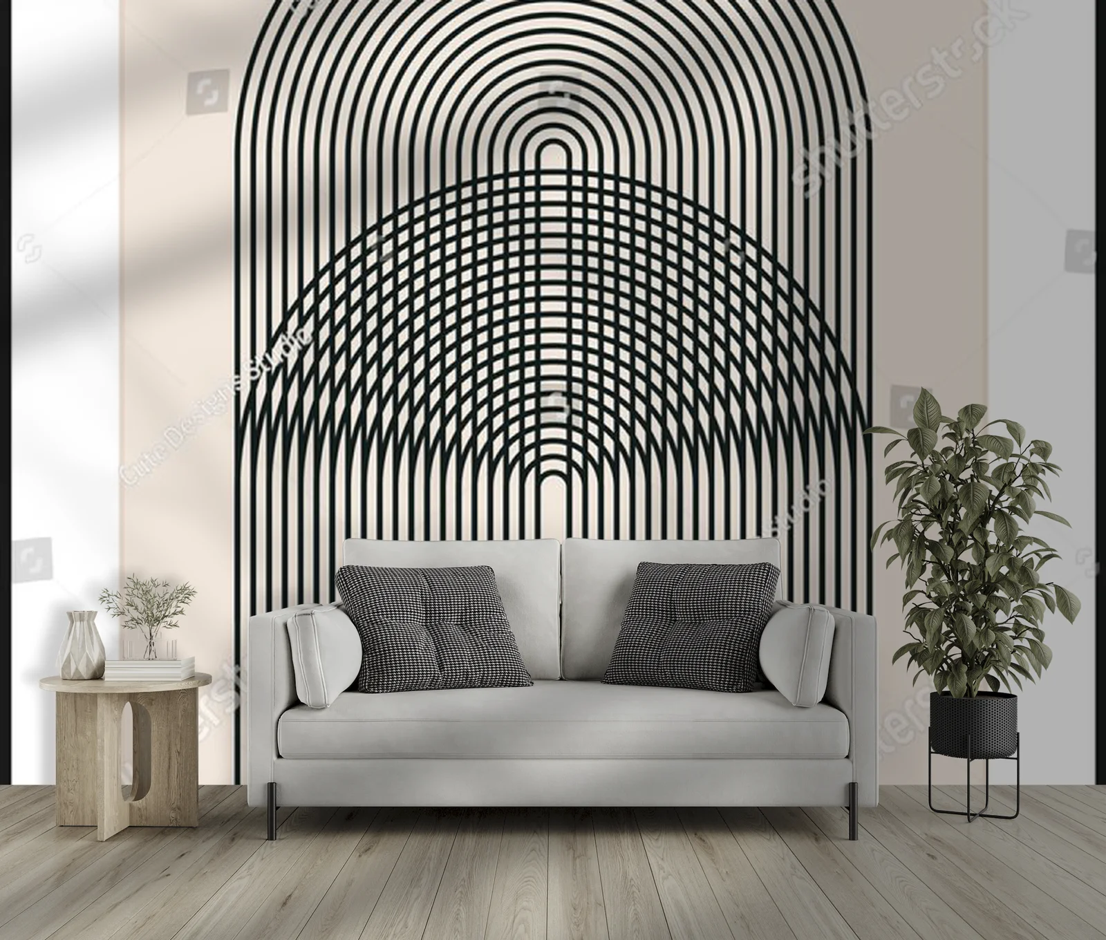 Minimalistyczny plakat w geometrycznych kształtach