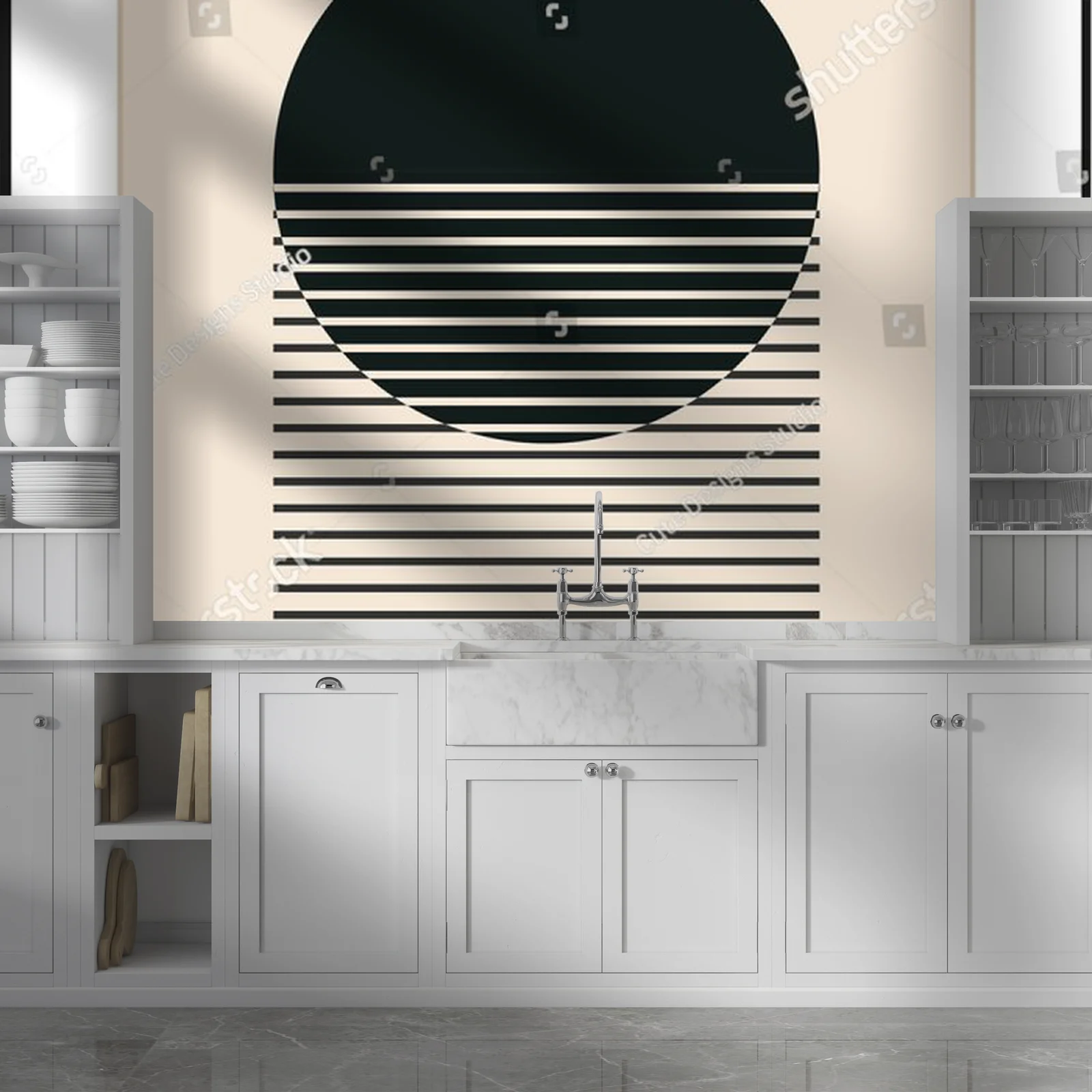 Geometryczne kształty w pastelowym stylu lat 20-tych