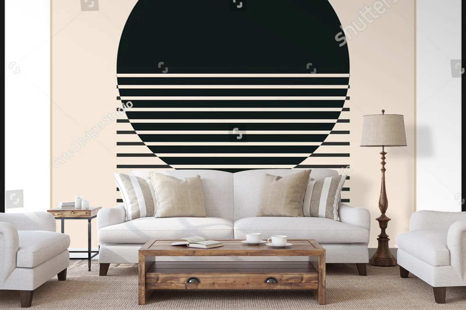 Geometryczne kształty w pastelowym stylu lat 20-tych