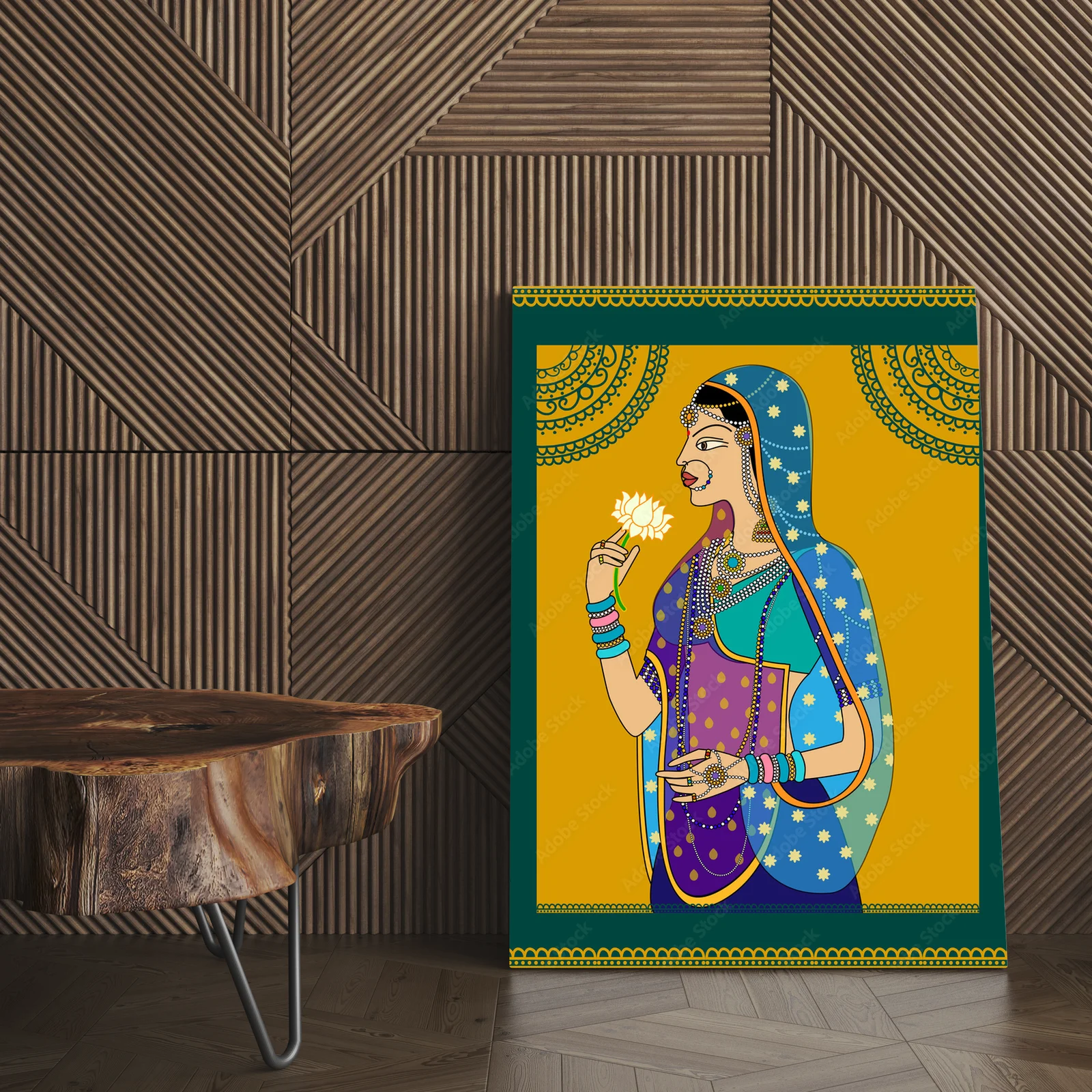 Portret Indyjskiej Królowej w stylu sennego ciemnego lasu