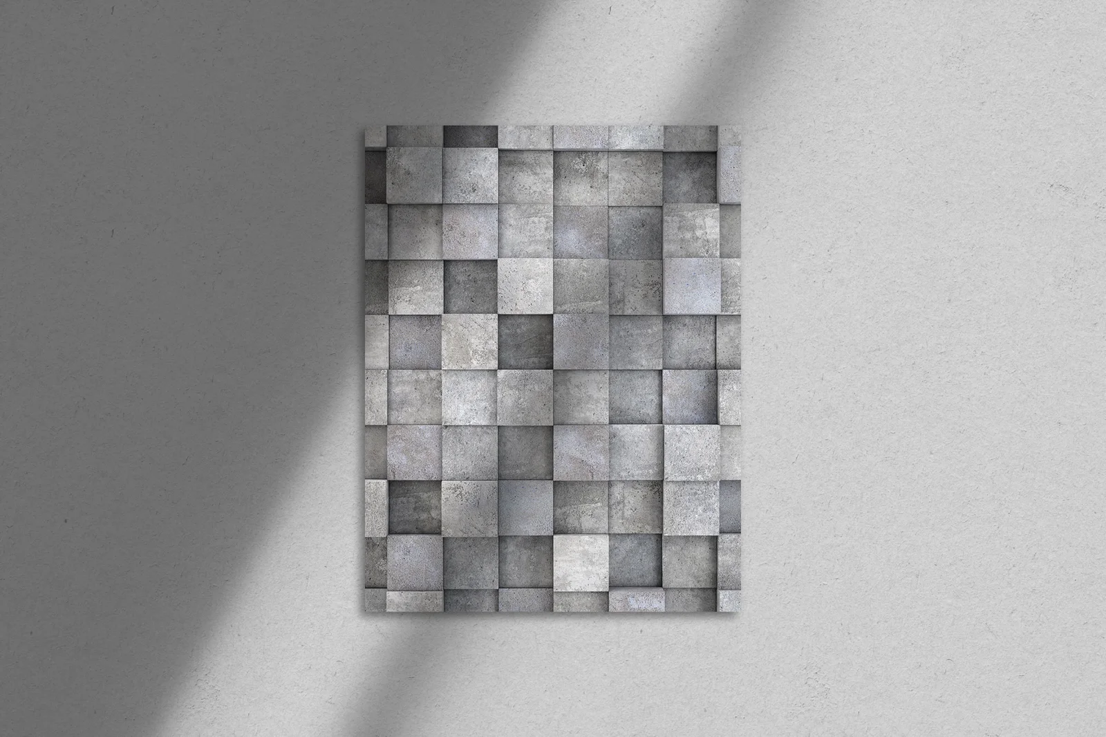 Architektoniczna mozaika z betonowych kostek w szarościach
