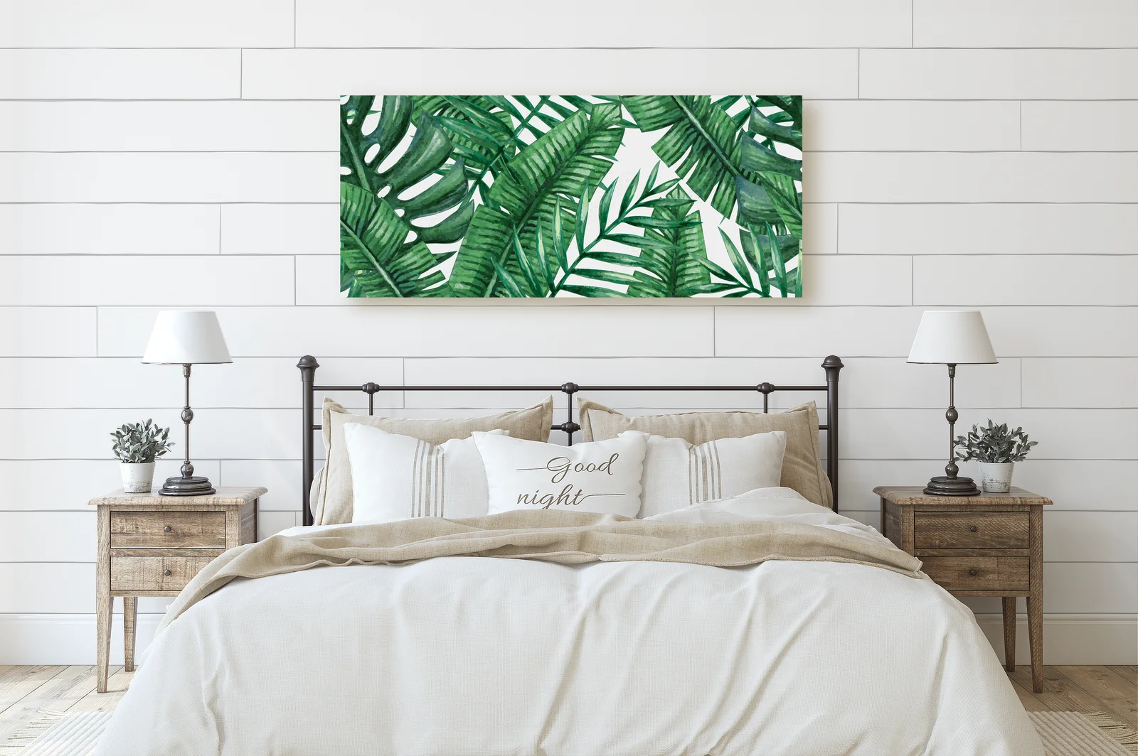 Akwarelowe liście palm w tropikalnej harmonii