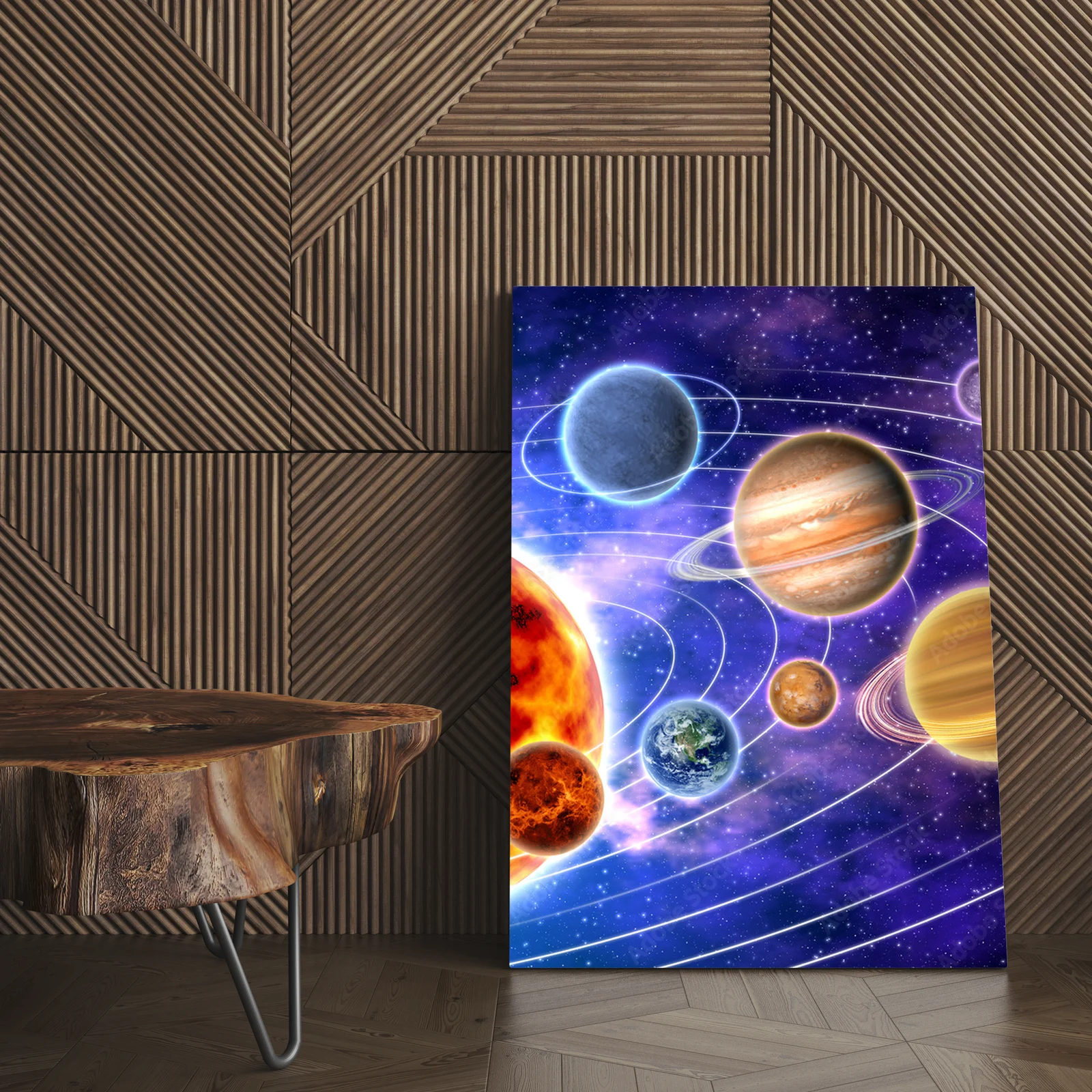 Kosmiczny taniec planet w bielach i granatach