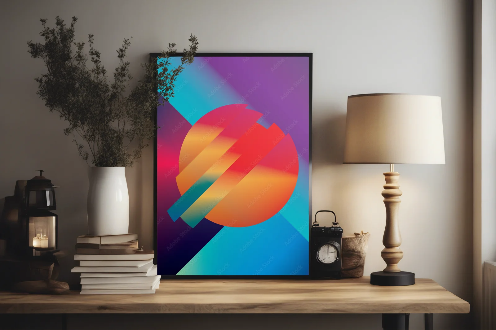 Futurystyczne geometryczne kształty w nasyconych kolorach