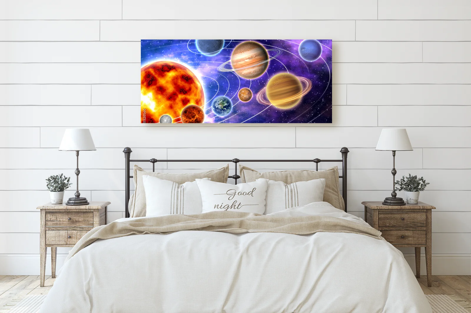 Kosmiczny taniec planet w bielach i granatach