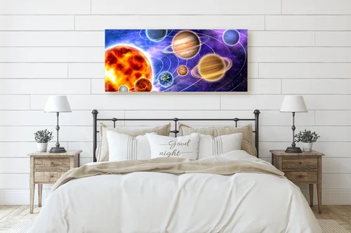 Kosmiczny taniec planet w bielach i granatach