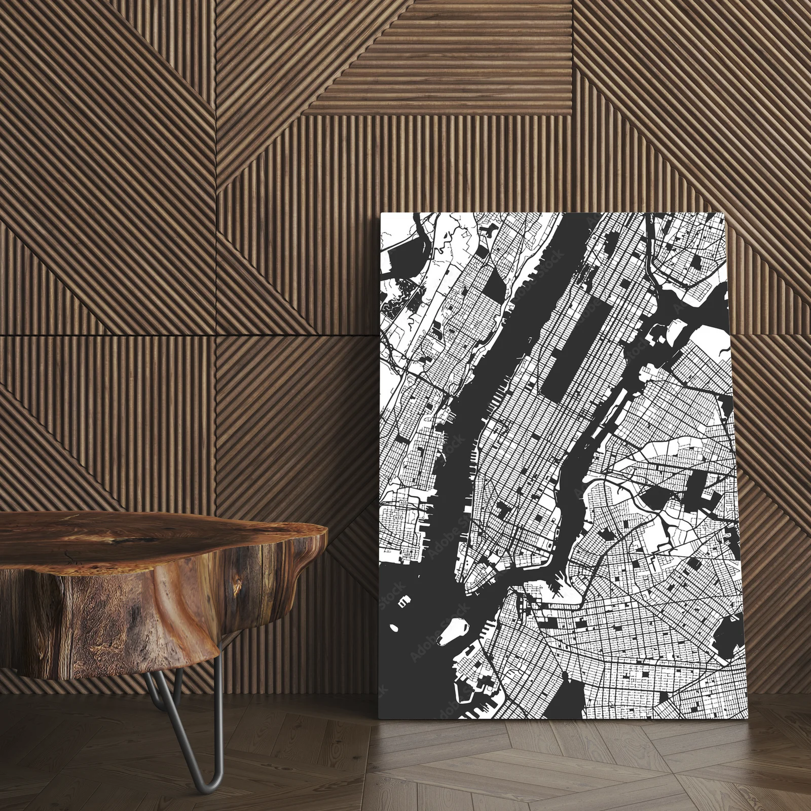 Nowojorska mapa Manhattanu w stonowanych odcieniach