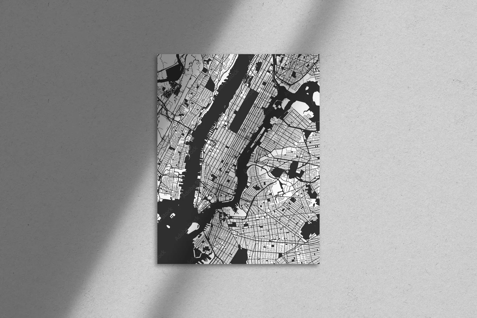 Nowojorska mapa Manhattanu w stonowanych odcieniach