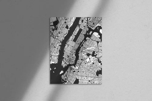 Nowojorska mapa Manhattanu w stonowanych odcieniach