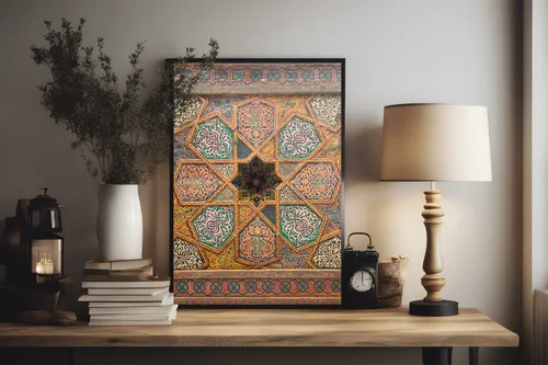 Orientalne ornamenty w głębokich odcieniach drewna