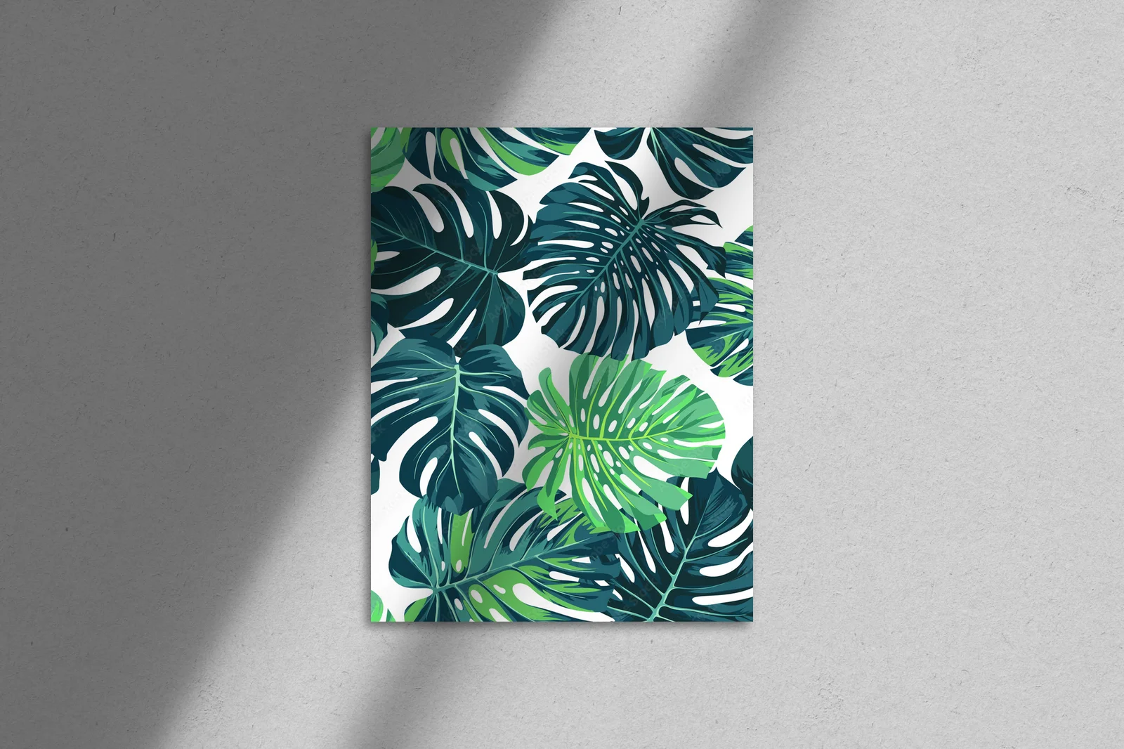 Egzotyczna zieleń palm monstery na tle nocy