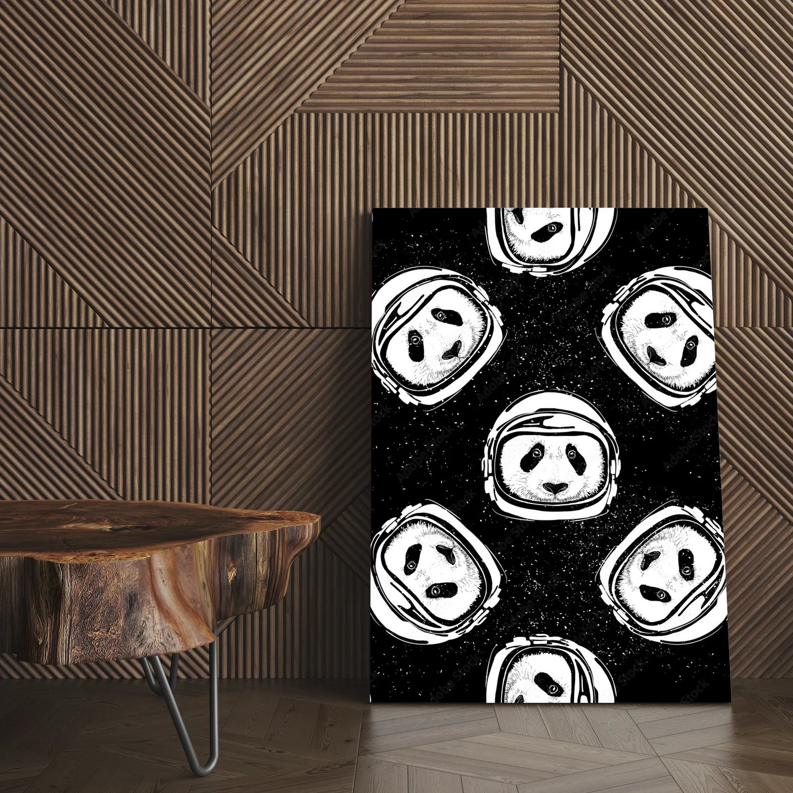 Urokliwy panda w kosmicznym hełmie