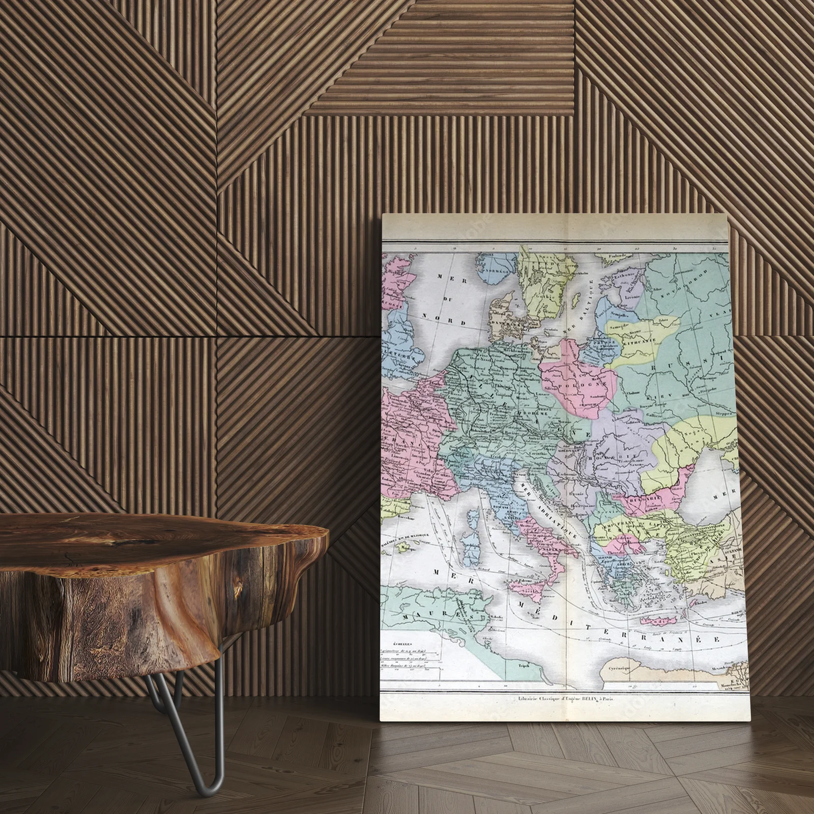 Elegancka mapa Europy w odcieniach vintage