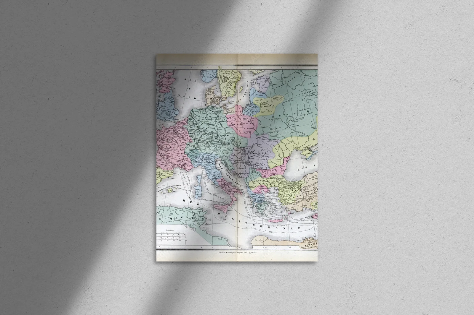 Elegancka mapa Europy w odcieniach vintage