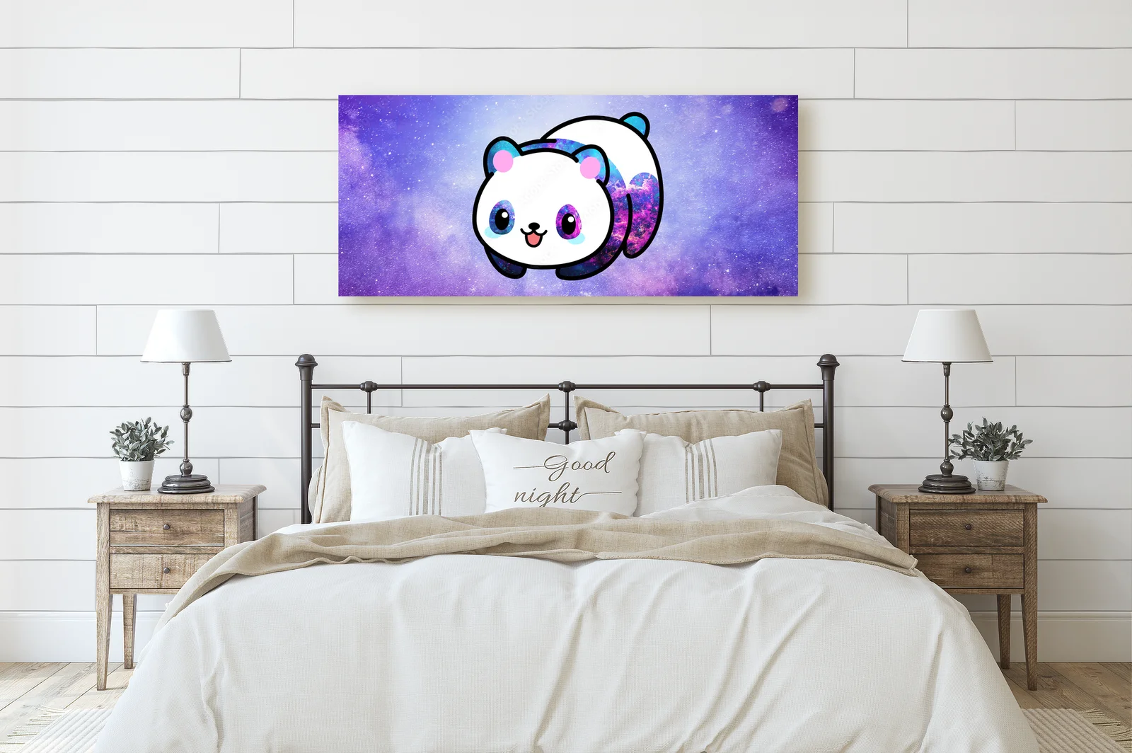 Kawaii panda w przestrzeni, rządząca wszechświatem