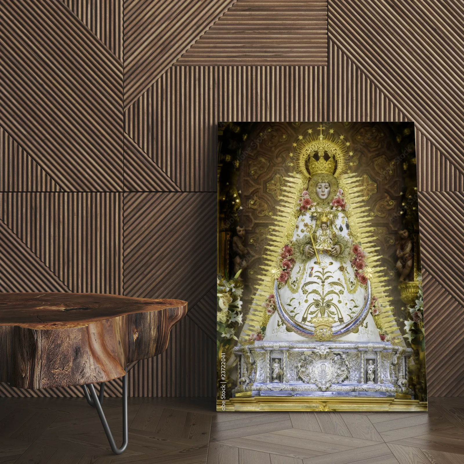 Mistyczna aura Virgen del Rocío w głębokiej czerni