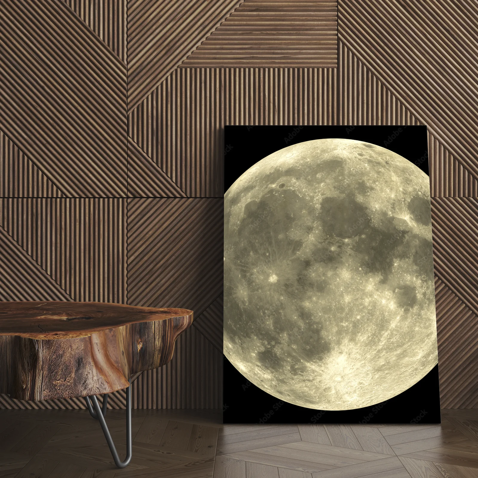 Misterne czarne nocne niebo z musującym księżycem