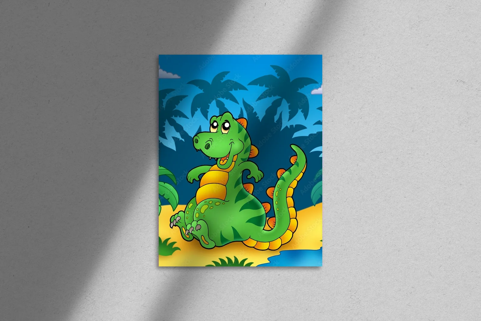 Uroczy dinozaur wśród palm
