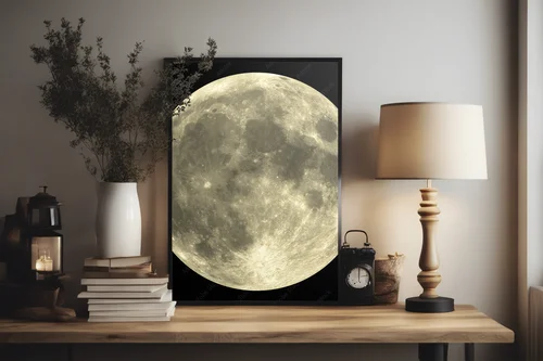 Misterne czarne nocne niebo z musującym księżycem
