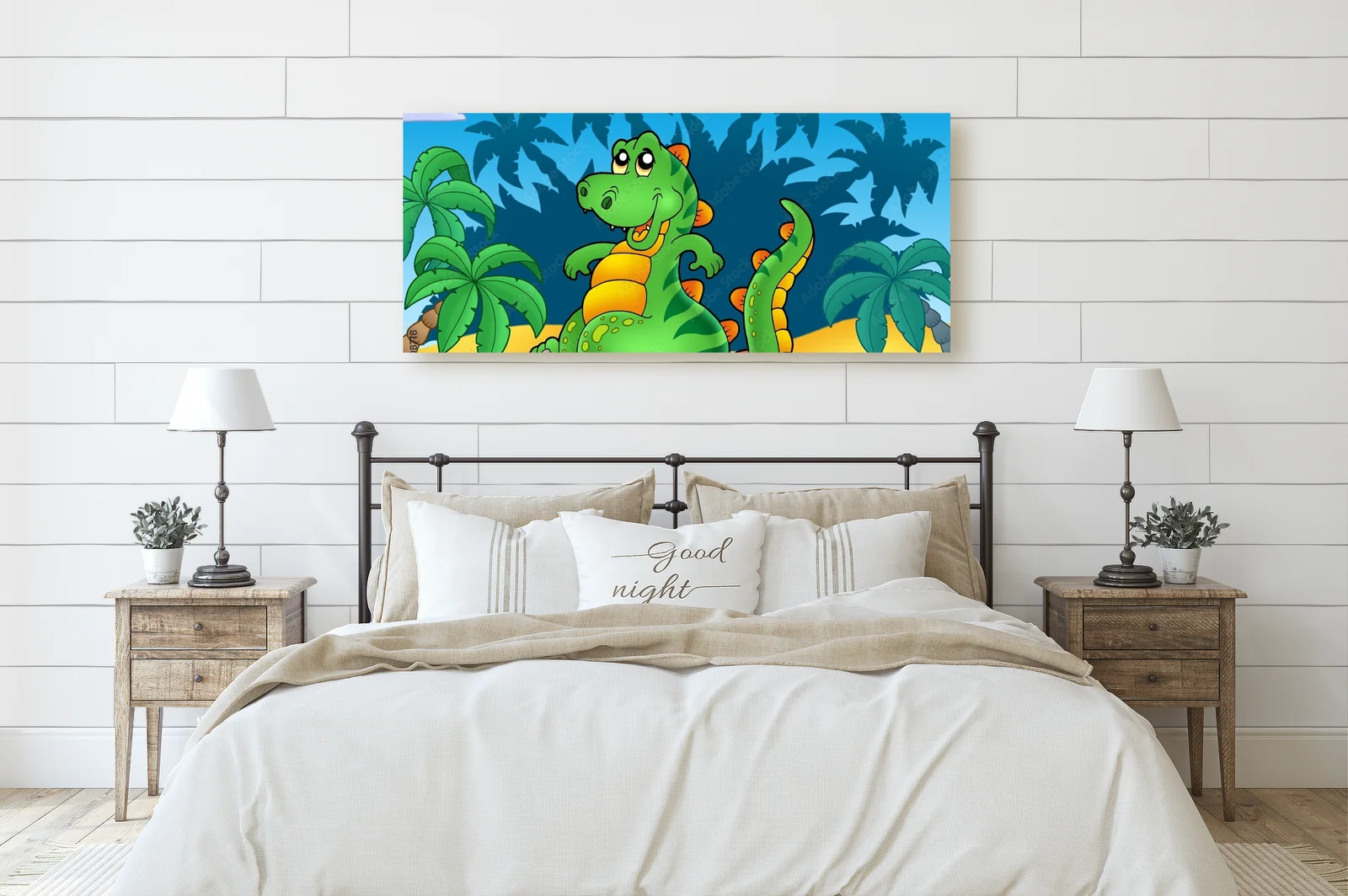 Uroczy dinozaur wśród palm
