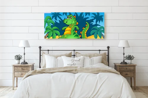 Uroczy dinozaur wśród palm