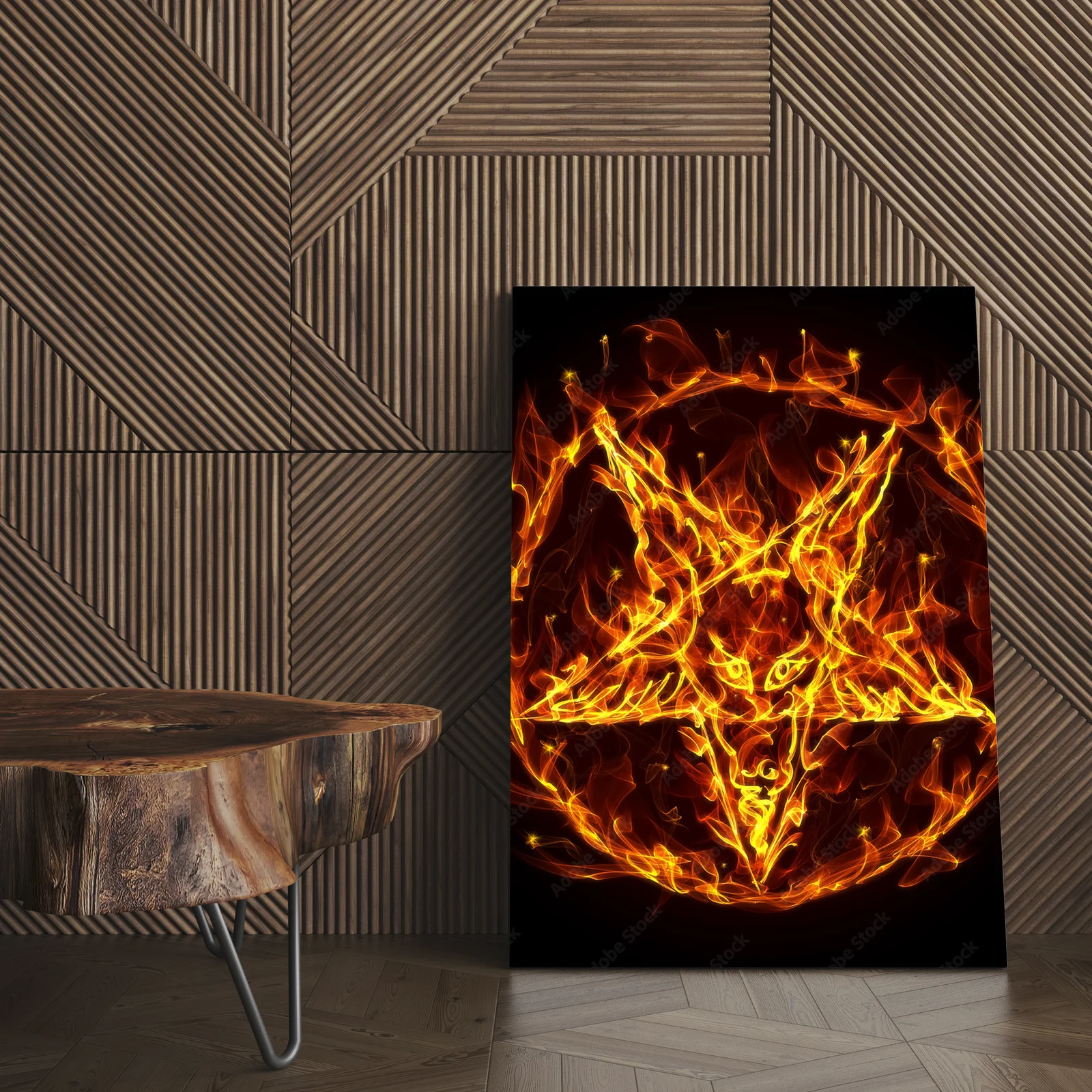 Ognisty pentagram w mrocznej estetyce