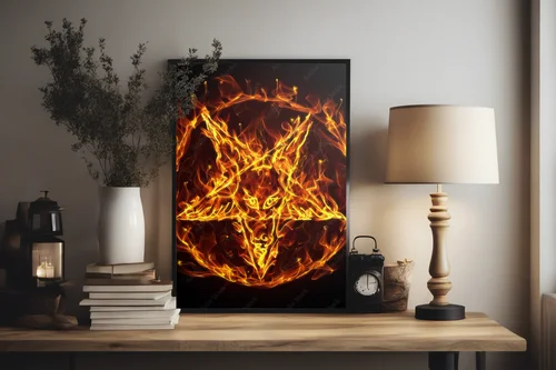 Ognisty pentagram w mrocznej estetyce