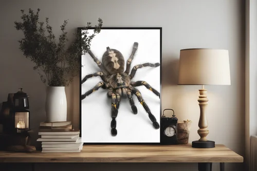 Niezwykły świat tarantuli w białej przestrzeni