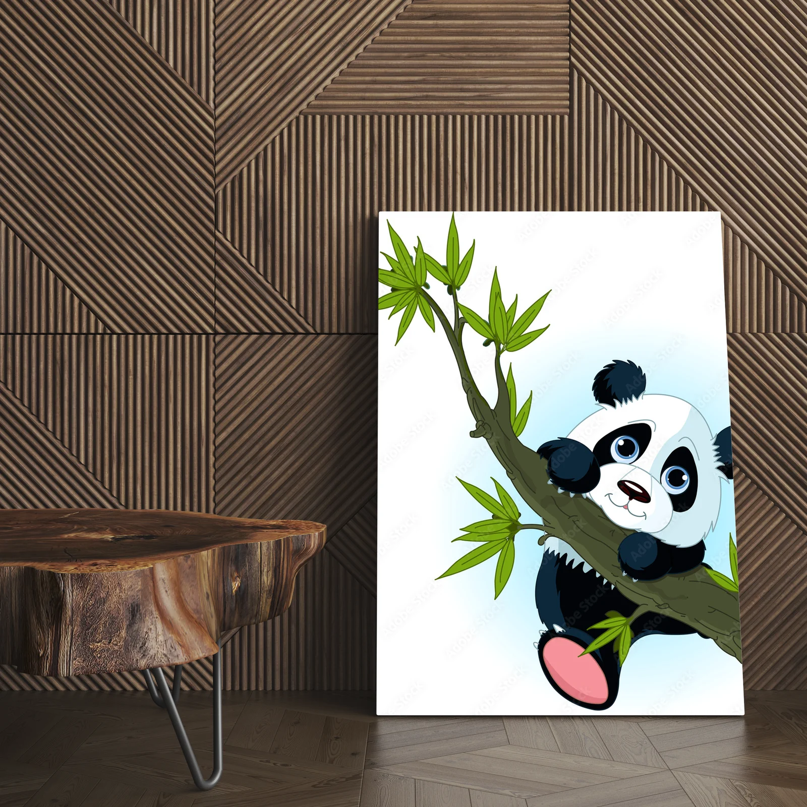 Urocza panda w wspinaczce na drzewo