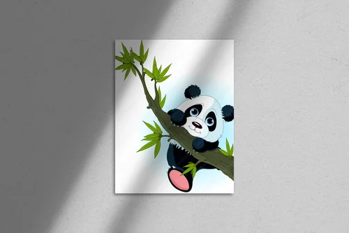 Urocza panda w wspinaczce na drzewo
