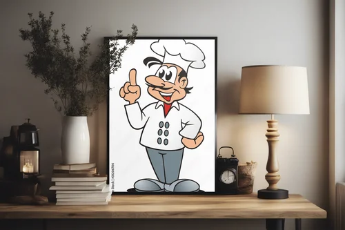 Radosne podpowiedzi kucharza w białej scenerii