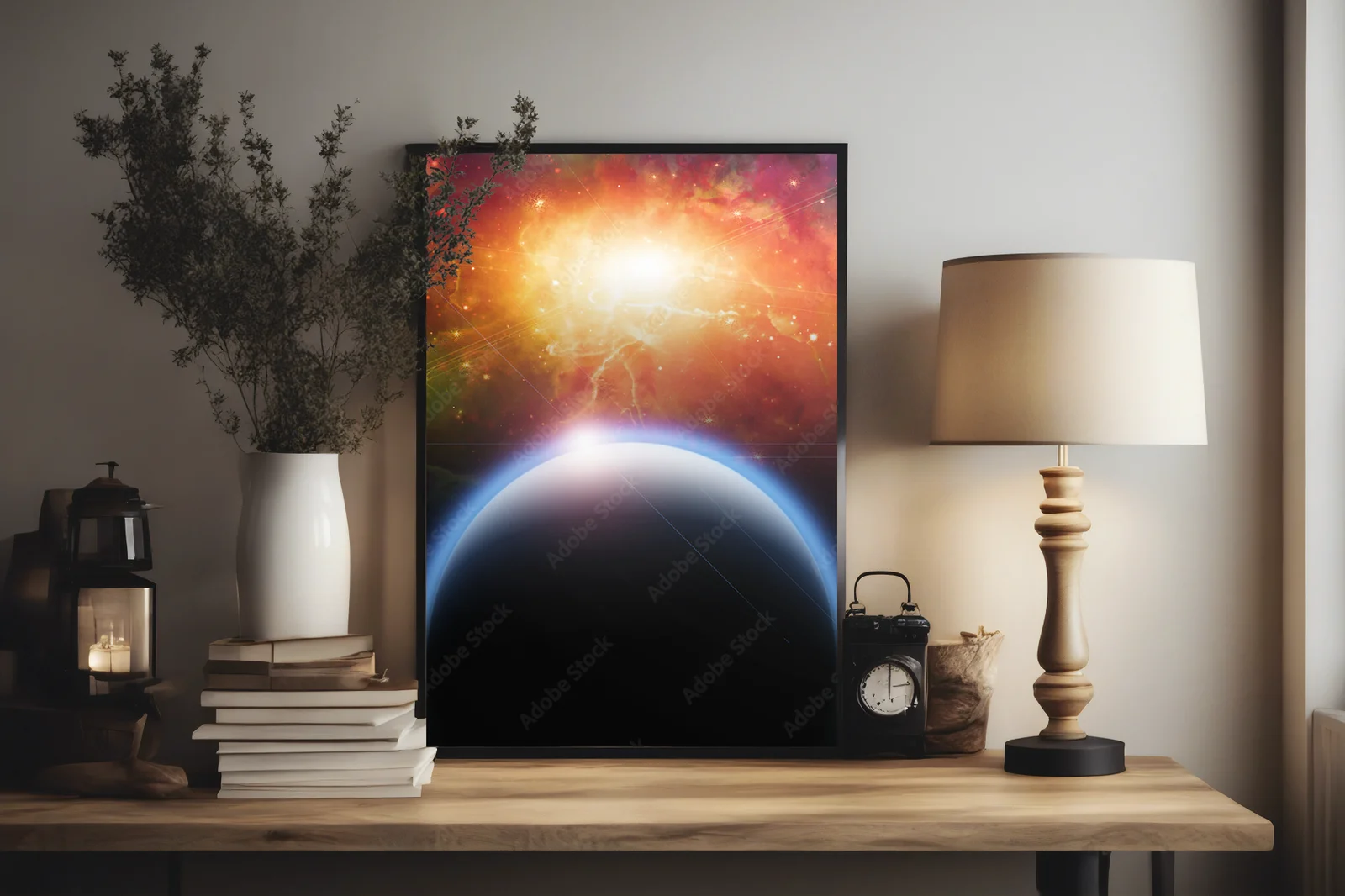Kosmiczna sceneria z tajemniczymi planetami