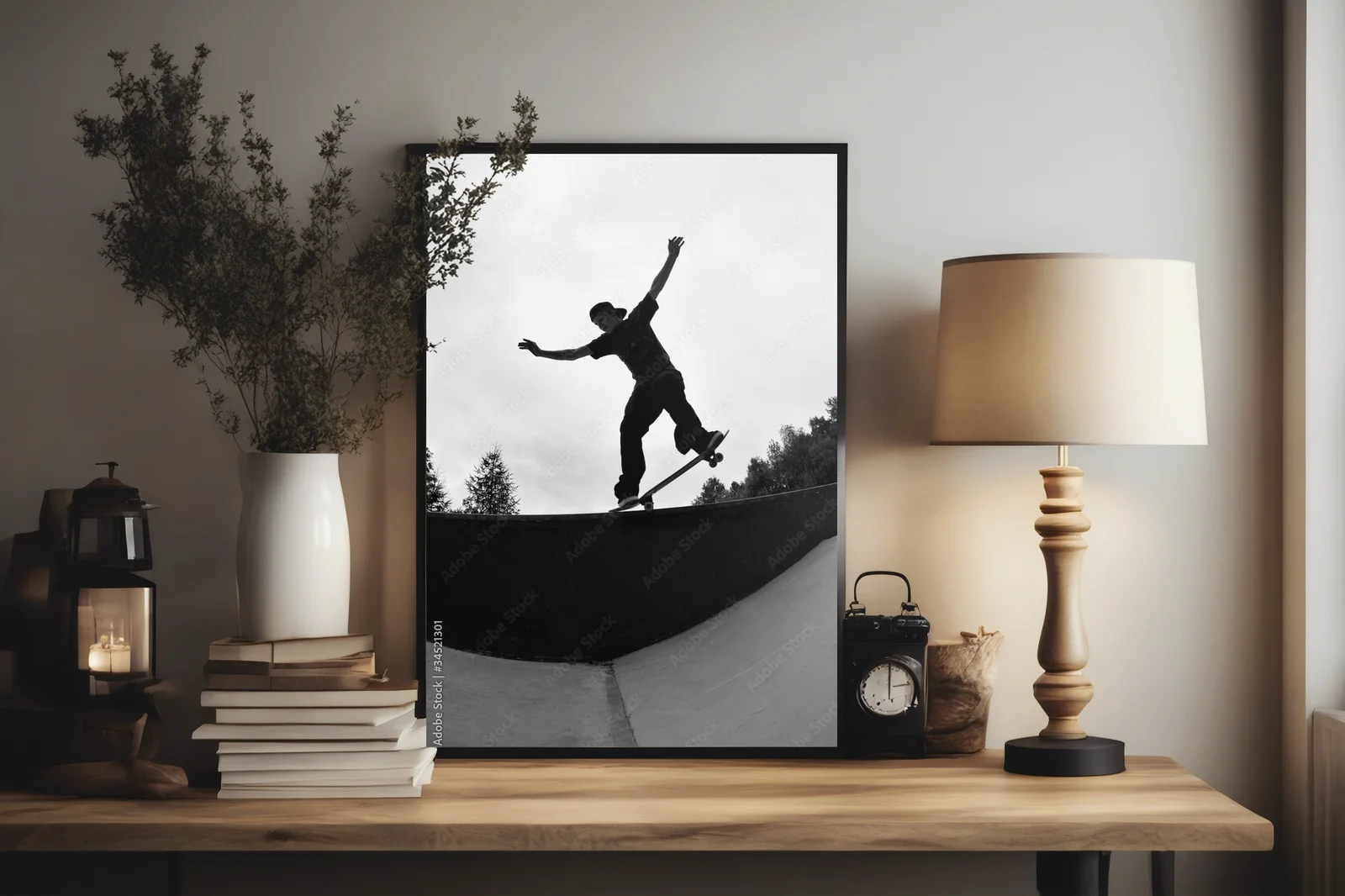 Dynamiczna sylwetka skateboardzisty w ruchu