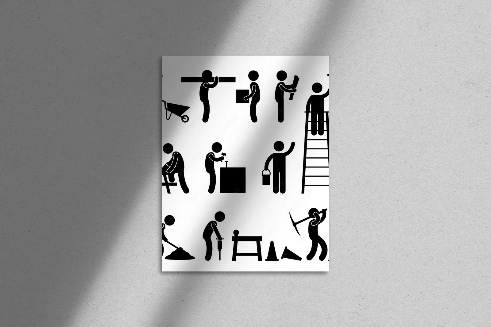 Wyraziste symbole ciężkiej pracy w monochromatycznych barwach