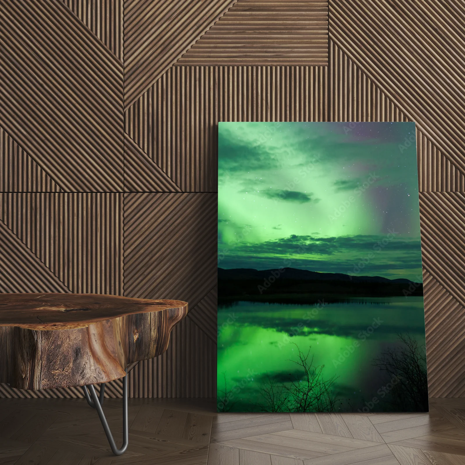 Nocne niebo z gwiazdami i aurorą