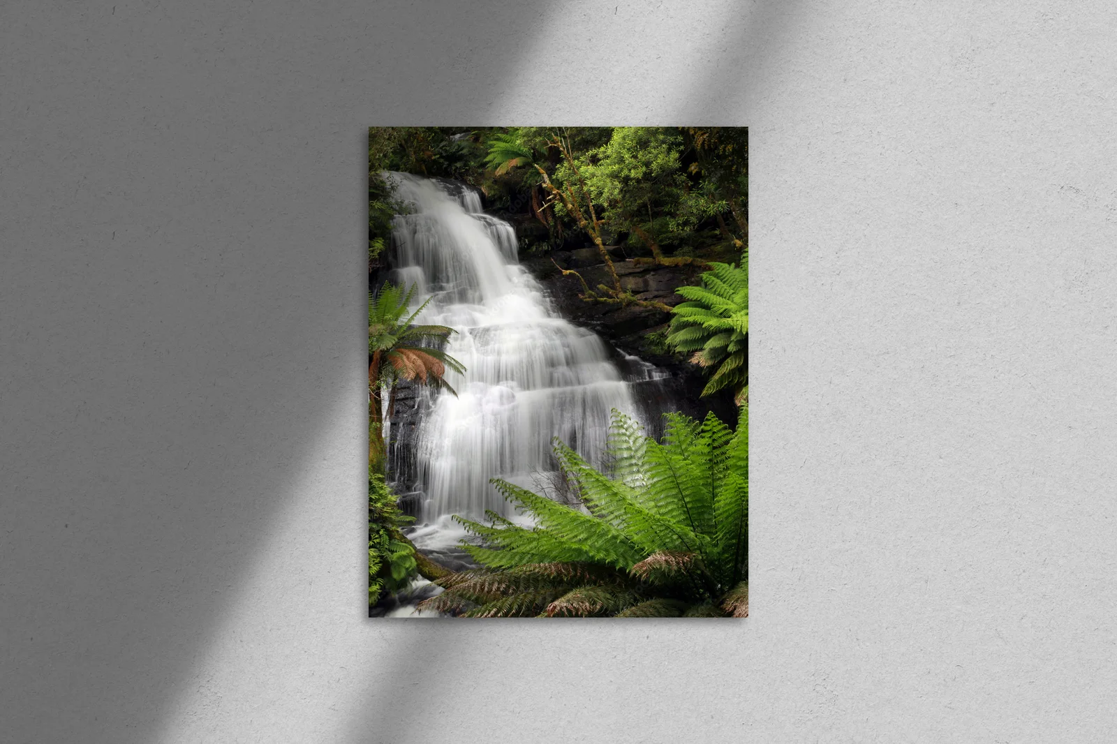 Misty Waterfall in Lush Rainforest