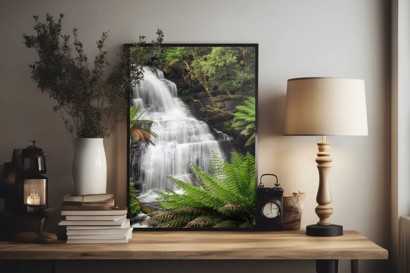 Misty Waterfall in Lush Rainforest