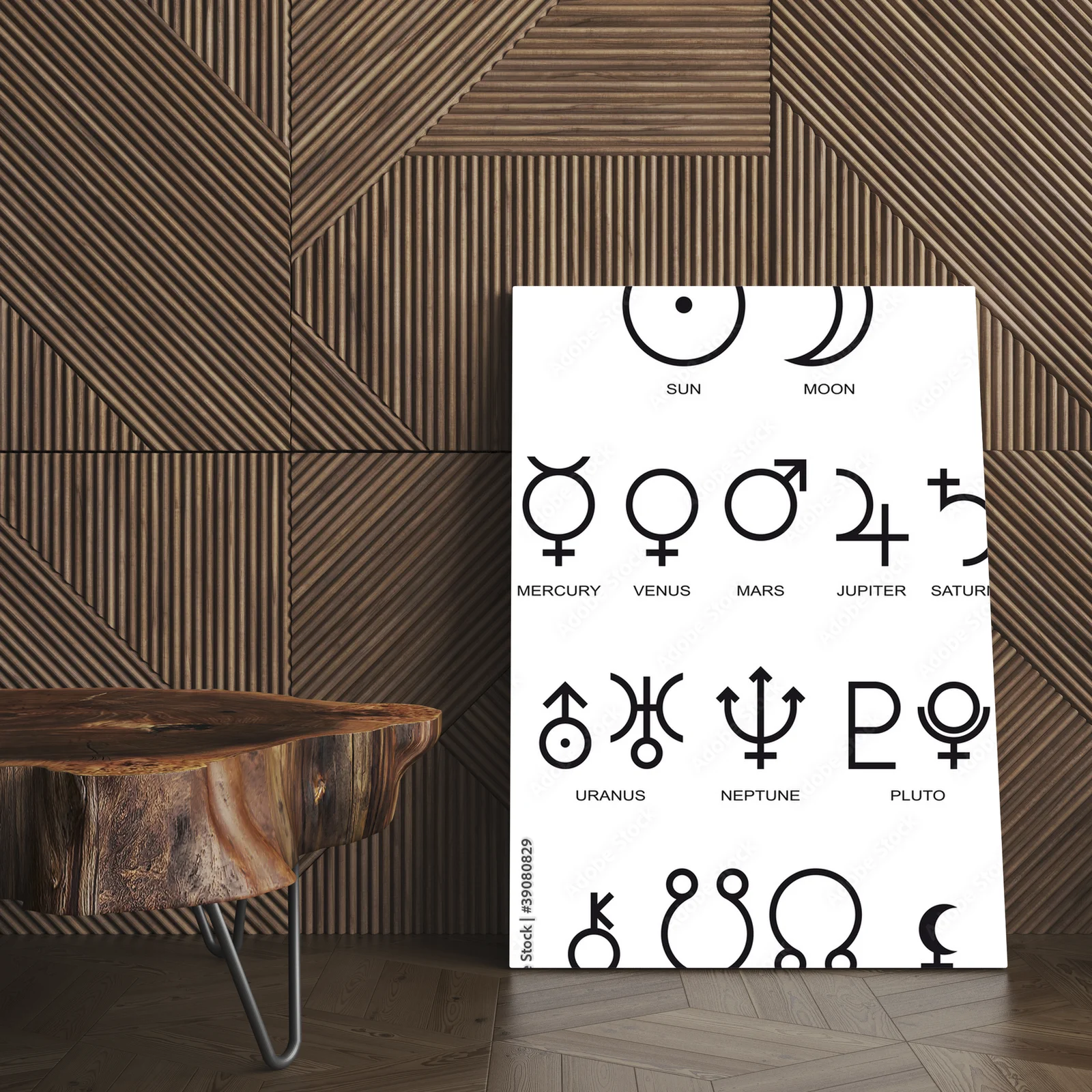 Symbolika planet astrologicznych w minimalistycznym stylu