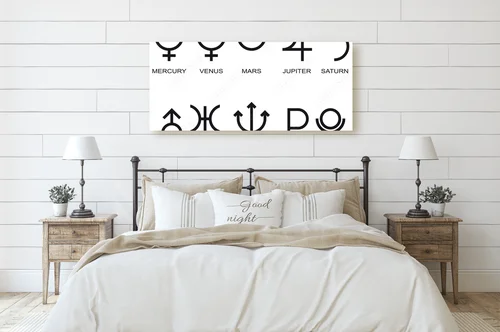 Symbolika planet astrologicznych w minimalistycznym stylu