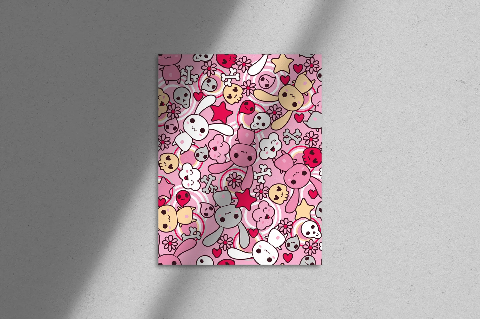 Kawaii Doodle w pastelowych odcieniach różu
