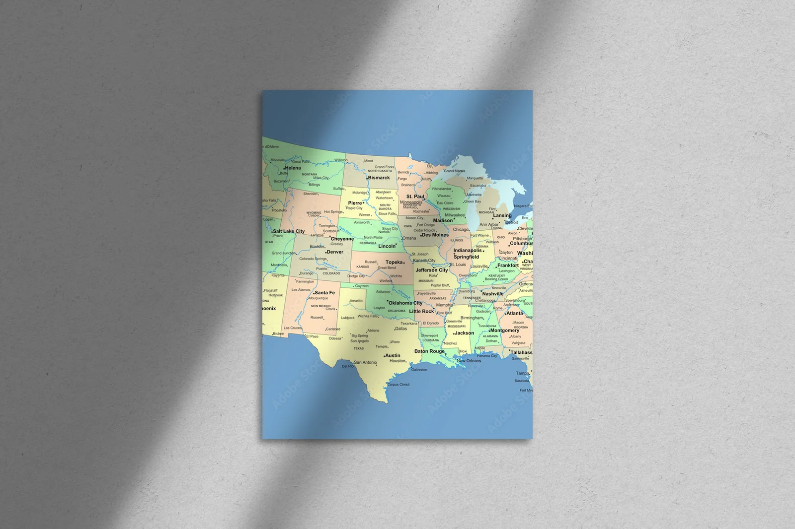 Zachwycająca mapa USA w harmonijnych odcieniach